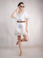 CrossKulture - GoldenCalm - Women's Cotton Kaftan Dress front view