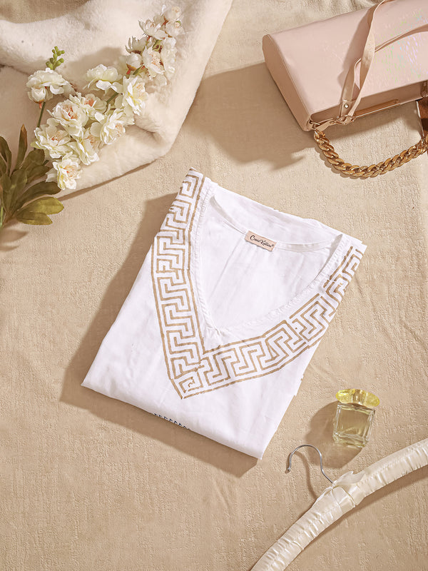 GoldenCalm - Women's Cotton Kaftan Dress (L-36")