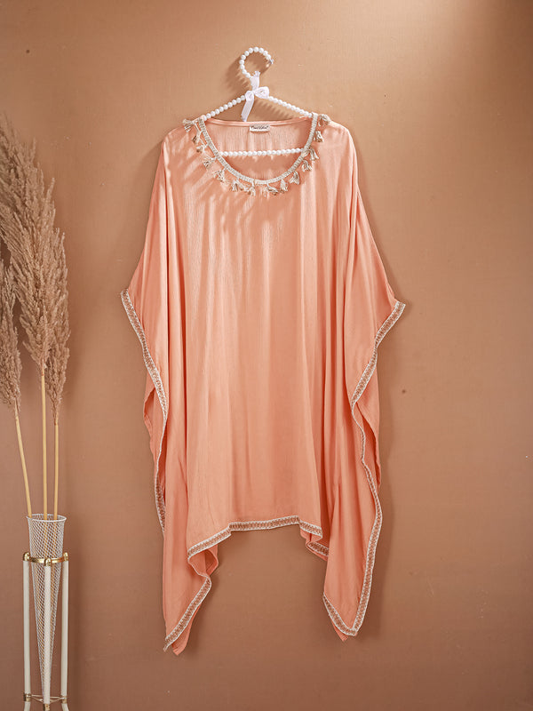 PeachyGrace - Women's Viscose Crepe Kaftan Dress (L-36")