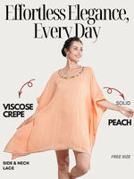 CrossKulture - PeachyGrace - Women's Viscose Crepe Kaftan Dress infographic image