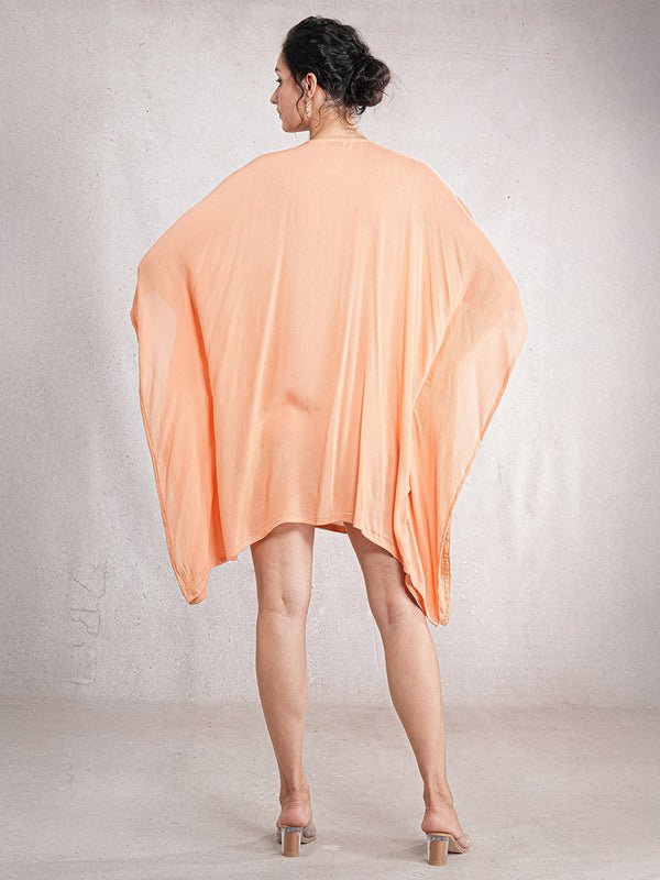 CrossKulture - PeachyGrace - Women's Viscose Crepe Kaftan Dress back view