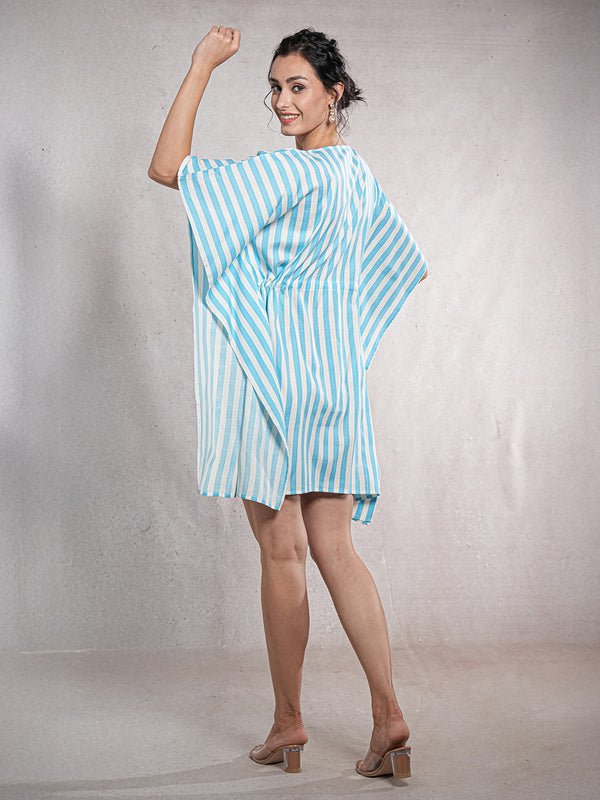 CrossKulture - OceanThread - Women's Cotton Linen Feel Kaftan Dress back view