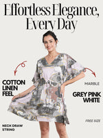 CrossKulture - BlushMarble - Women's Cotton Linen Feel Kaftan Dress infographic image