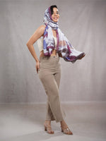 CrossKulture - WineFlora Long Satin Scarf Purple model front view