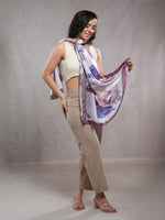 CrossKulture - WineFlora Long Satin Scarf Purple model side view