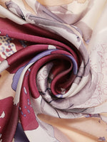 CrossKulture - WineFlora Long Satin Scarf Purple fabric view