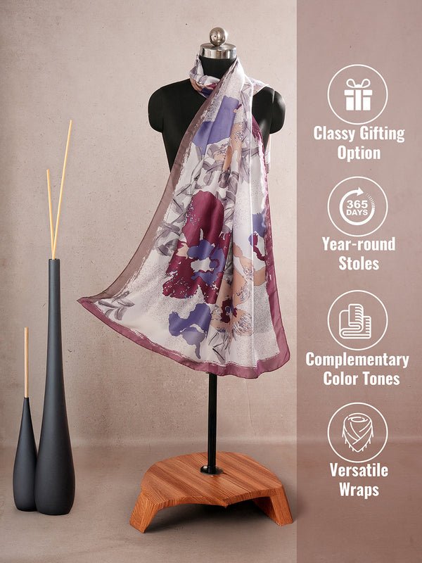 CrossKulture - WineFlora Long Satin Scarf Purple infographic image