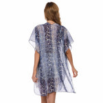 CrossKulture - CoastalTide Kimono Shrug Animal Print Blue back model view