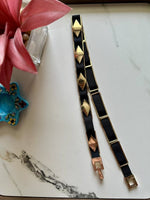ShimmerHide Golden Black Women Leather Belt