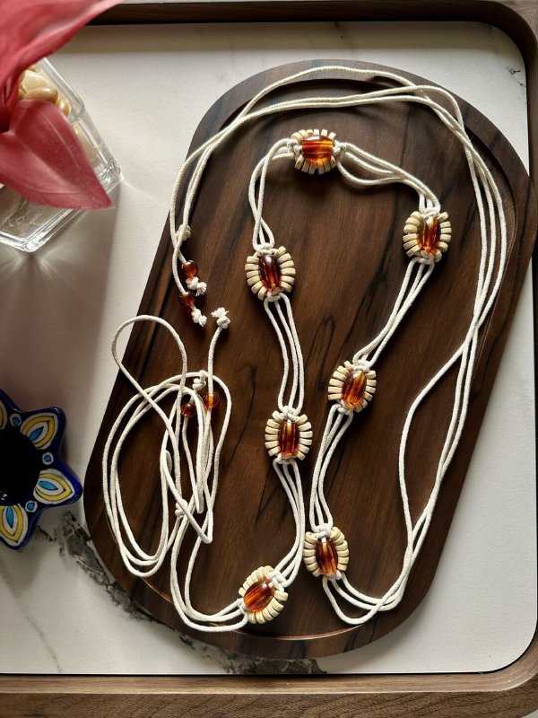 BeadedThreads White Women Beads belt