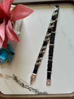 GlitterHide Silver Black Women Leather Belt