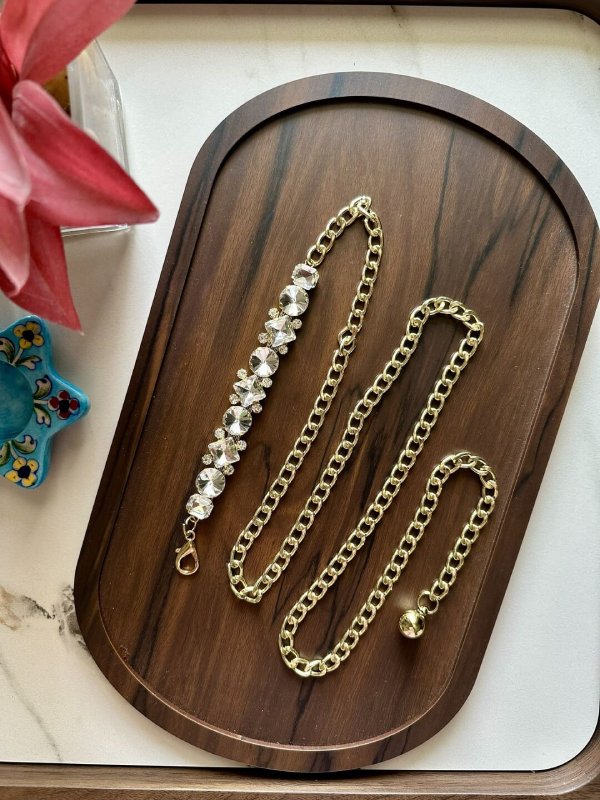 PowerBling Gold Women Metal Bling Belt
