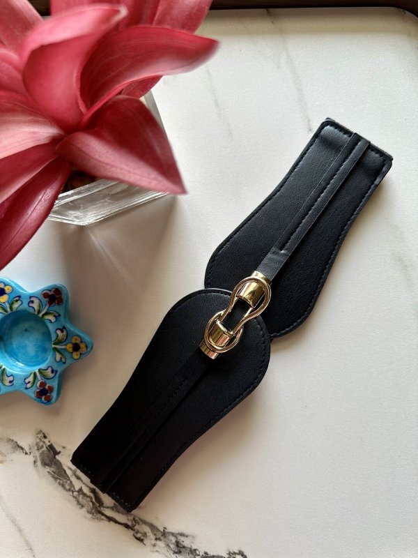 StarlitClasp Brown Broad Elastic Women Belt