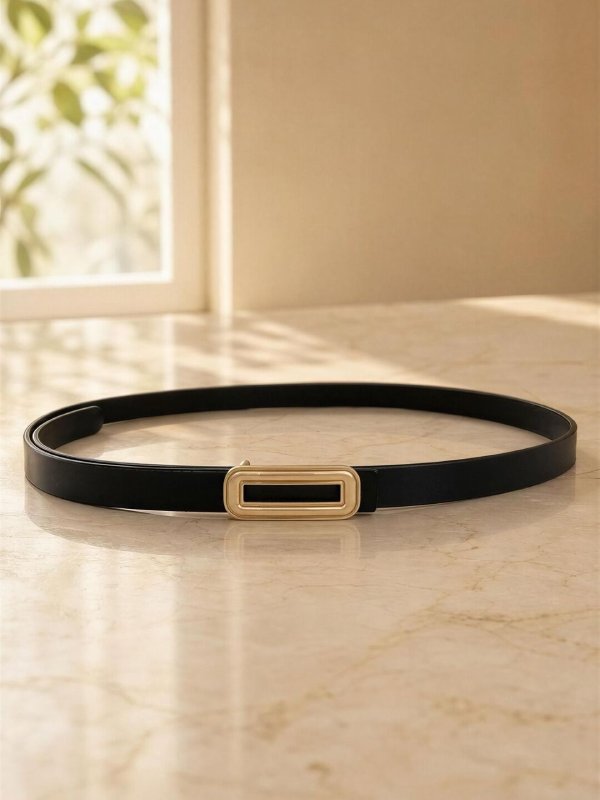 PolishedLine Black Women Leather Belt