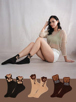 CrossKulture - SoleSnugglers Brown & Beige Crew Socks Combo Pack of 3 model view