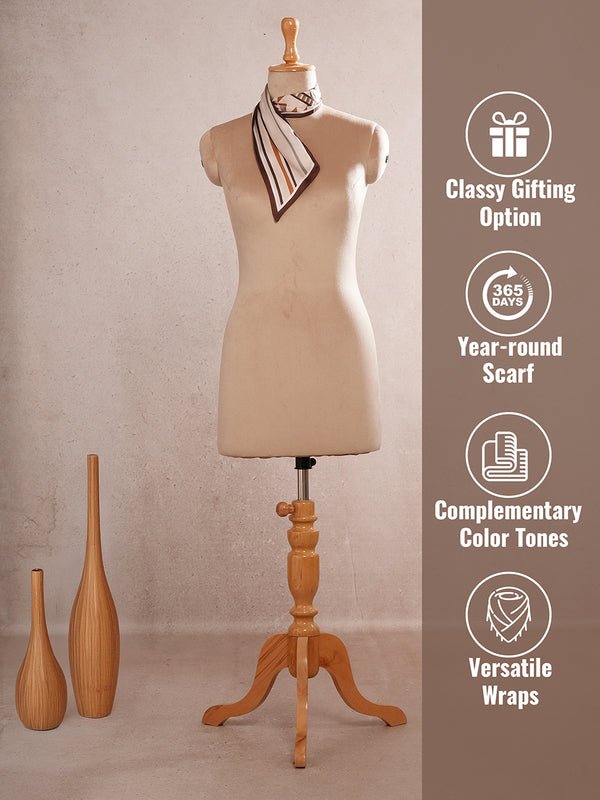CrossKulture - GraphicalPrism Satin Neck Scarf Brown infographic image