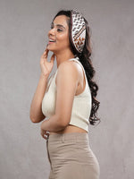 CrossKulture - GraphicalPrism Satin Neck Scarf Brown side model view