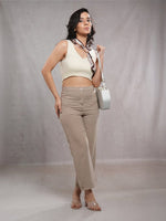CrossKulture - GraphicalPrism Satin Neck Scarf Brown side model view