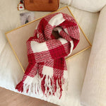 FrostyPlaid Cashmere Checkered Scarf