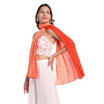 CrossKulture - OmbreOrange Orange Gradient Wrinkle Cotton Scarf side model view