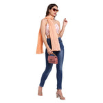 CrossKulture - OmbrePeach Peach Gradient Wrinkle Cotton Scarf side model view
