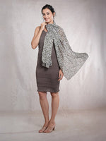 CrossKulture - AcaciaBloom Floral Print Poly Cotton Scarf Grey front model view