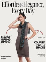 CrossKulture - ForestSpark Floral Print Poly Cotton Scarf Teal infographic image