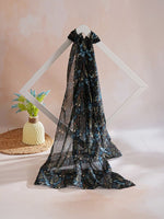 CrossKulture - ForestSpark Floral Print Poly Cotton Scarf Teal flare view