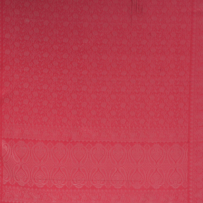 CrossKulture - IvorySunset Banarsee Poly Silk Scarf Coral fabric detailing view