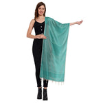 CrossKulture - SereneLeaf Banarsee Poly Silk Scarf Green front model view