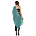 CrossKulture - SereneLeaf Banarsee Poly Silk Scarf Green back model view