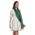 CrossKulture - SpringGreen Banarsee PolySilk Scarf Green side model view