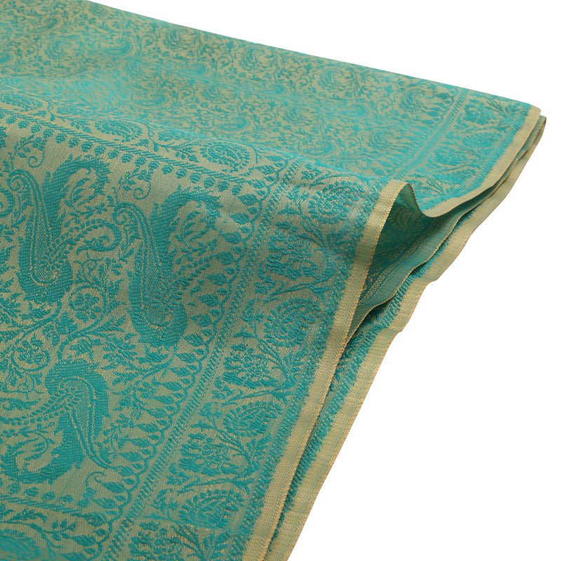 CrossKulture - SpringGreen Banarsee PolySilk Scarf Green fabric detailing view