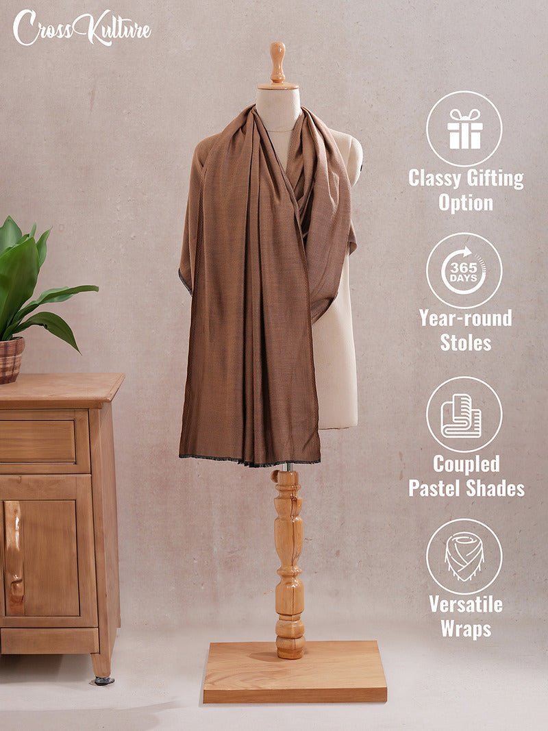 CrossKulture - RusticGlow Modal Reversible Stole Brown infographic image