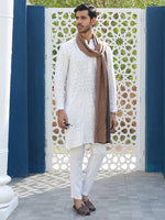 CrossKulture - RusticGlow Modal Reversible Stole Brown side model image