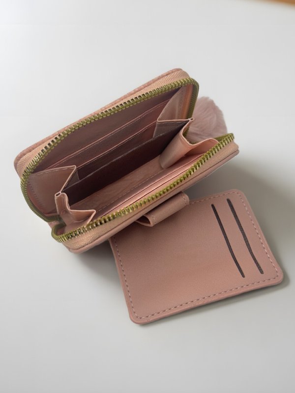CrossKulture - CandyCrush lightweight small wallet inner view showing zip compartments