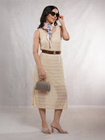 CrossKulture - SpringSong Satin Twill Scarf Square Peach model side view