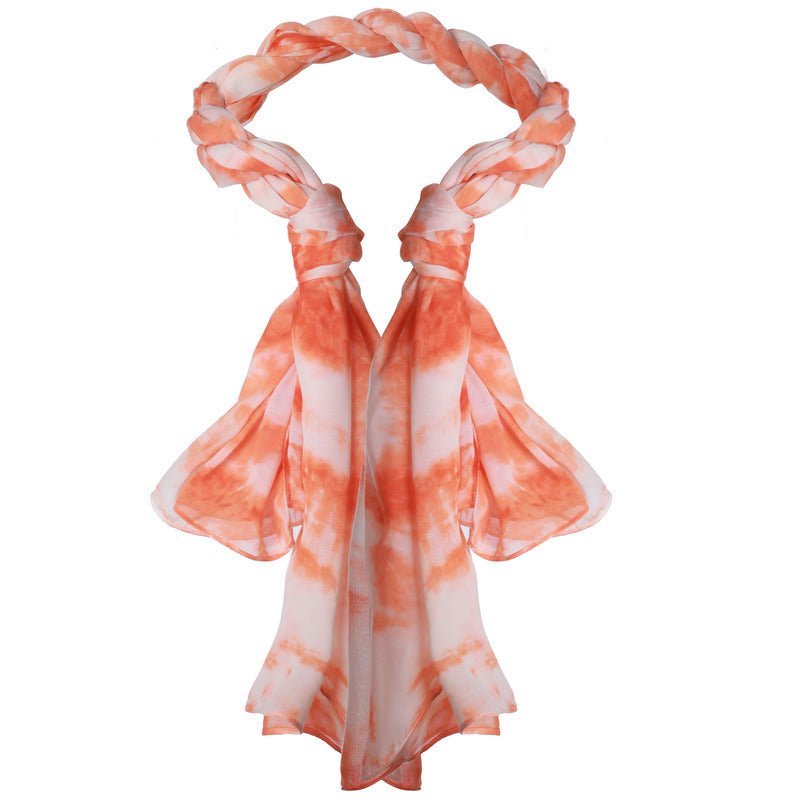 CrossKulture - SaffronTide Tie Dye Print Poly Cotton Scarf Orange front view