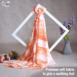 CrossKulture - SaffronTide Tie Dye Print Poly Cotton Scarf Orange front view
