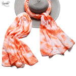 CrossKulture - SaffronTide Tie Dye Print Poly Cotton Scarf Orange front view
