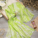 CrossKulture - EvergreenSplash TieDye Cotton Scarf Green fabric detailing view