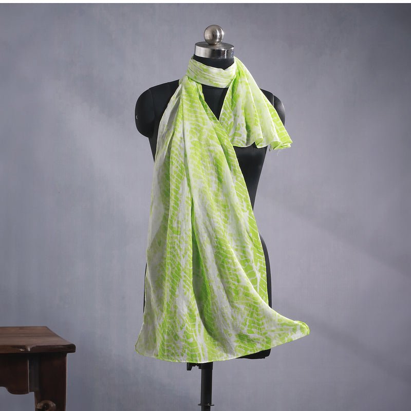 CrossKulture - EvergreenSplash TieDye Cotton Scarf Green mannequin view