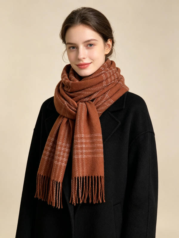 WinterWeave Cashmere Checkered Scarf