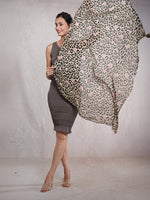 CrossKulture - JungleLove Animal Print Poly Cotton Scarf Brown front model view