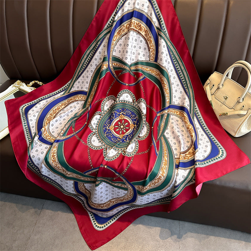CreativeCircles Satin Twill Scarf Square Red