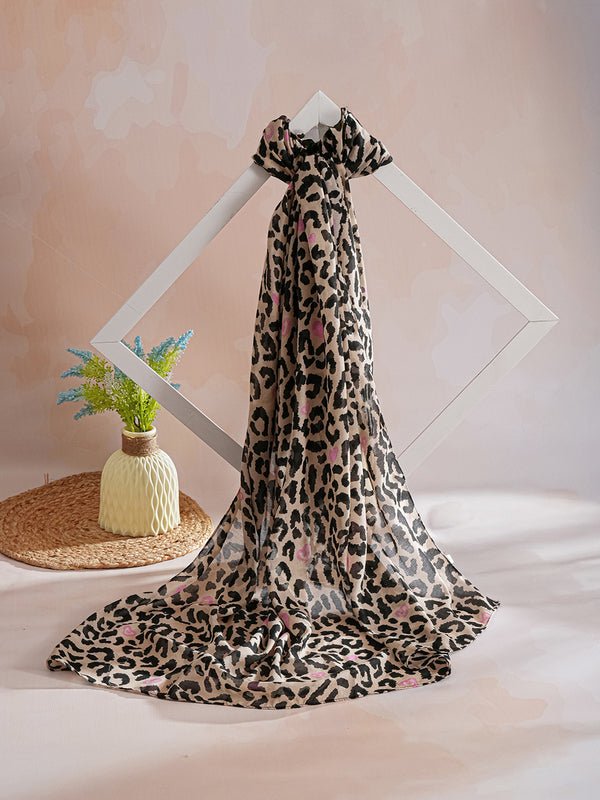CrossKulture - JungleLove Animal Print Poly Cotton Scarf Brown flare view