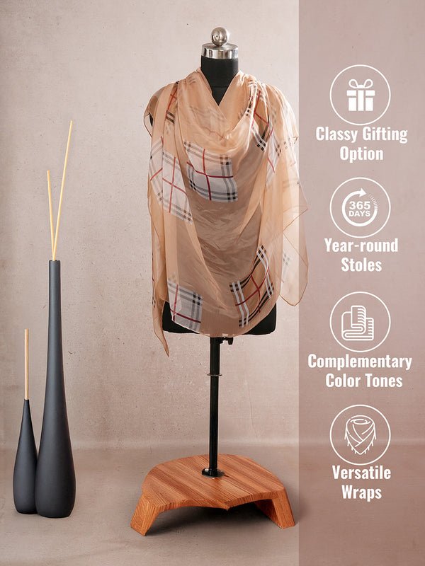 CrossKulture - WhisperFlow Long Chiffon Scarf Brown infographic image