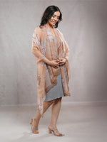 CrossKulture - WhisperFlow Long Chiffon Scarf Brown side model view