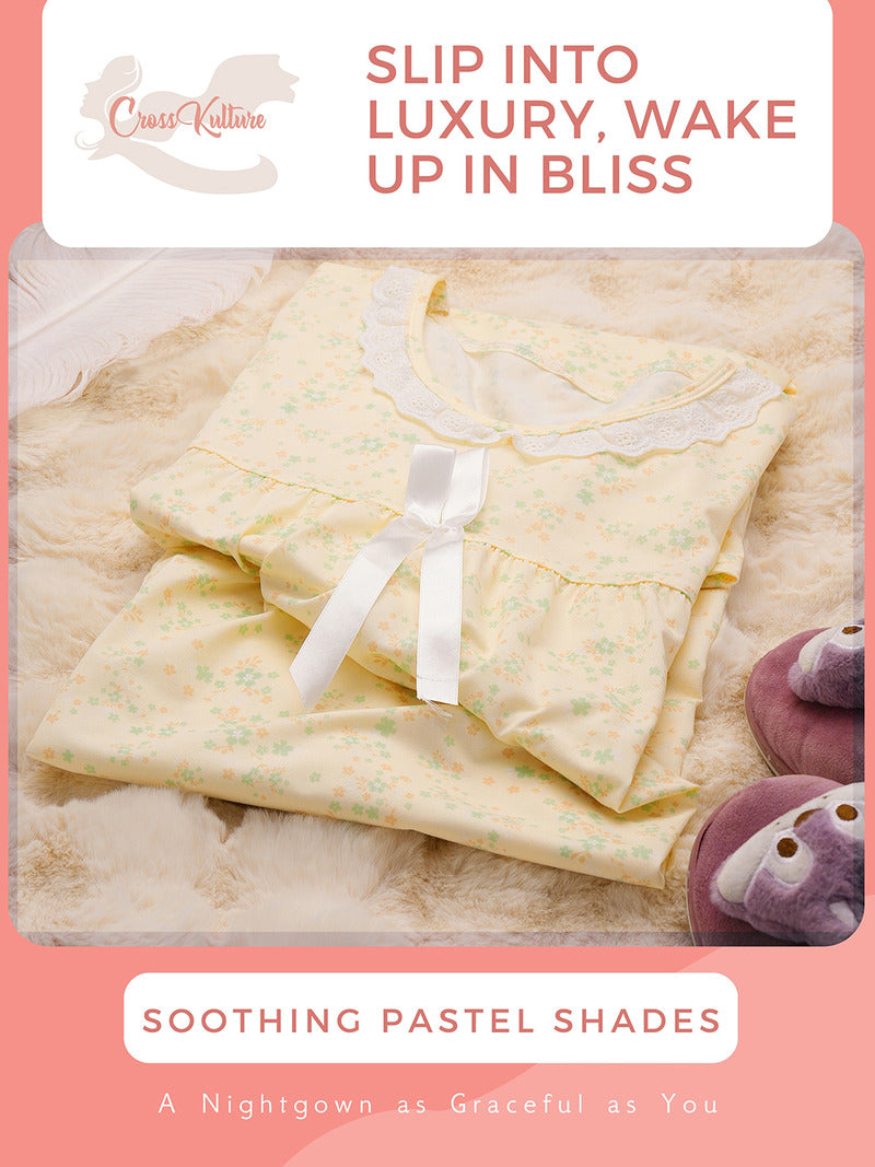 PetalPause Floral Printed Night Gown