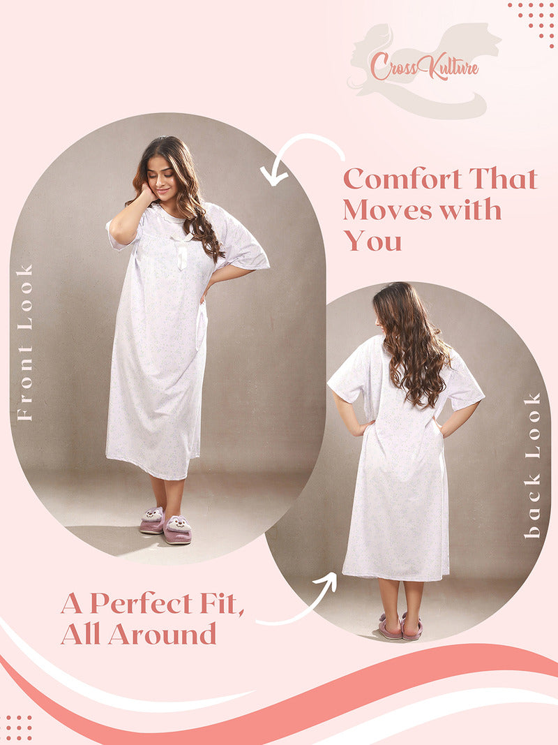 CamelliaCalm Floral Printed Night Gown